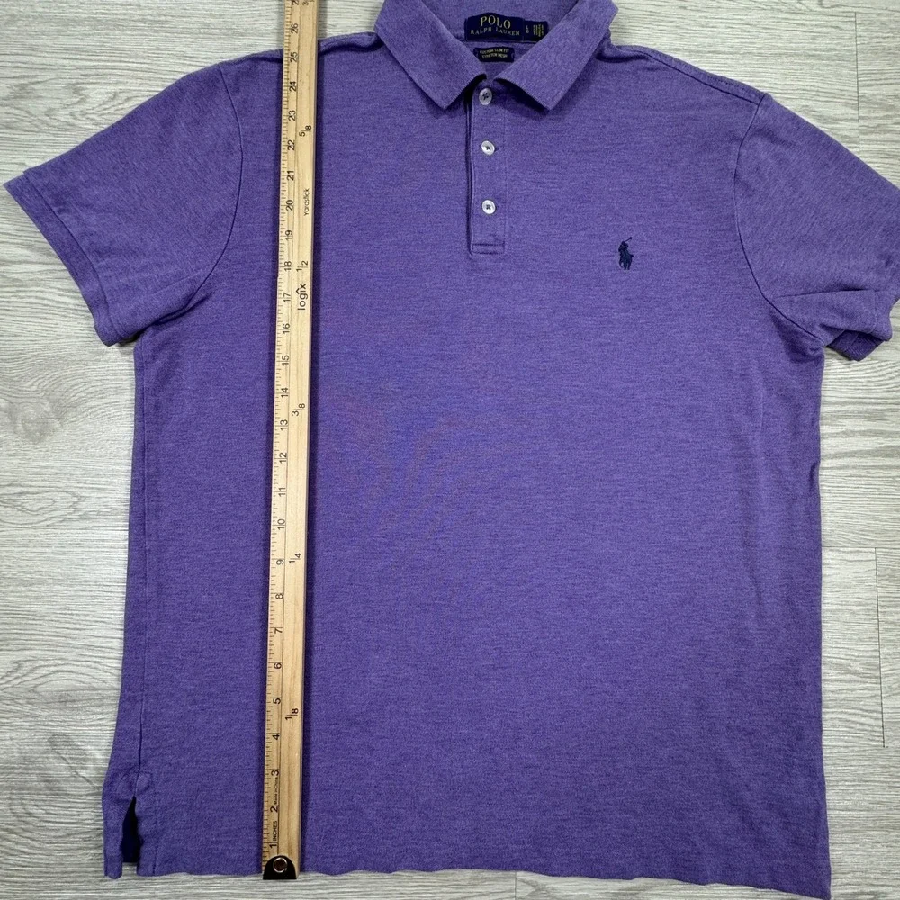 Polo Ralph Lauren Men's Polo Shirt Custom Slim Fit Purple Large Stretch Athletic